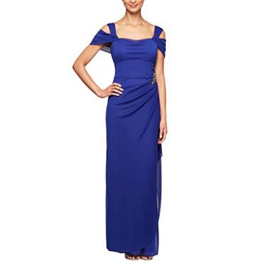 Imagem de Alex Evenings Vestido feminino longo com ombro vazado, mãe da noiva, Roxo com contas, 48