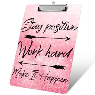 Imagem de Pranchetas de plástico A4, prancheta fofa e moderna decorativa, 31 cm x 22 cm, pranchetas tamanho A4 padrão, prancheta de plástico acrílico para professores, assistentes sociais, estudantes, mulheres