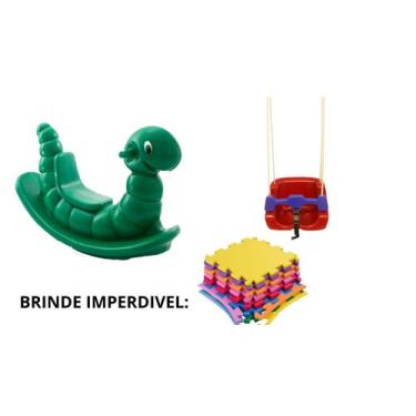 Imagem de Kit infantil baby gangorra nhoca verde + 1 balanço quadrado vermelho +