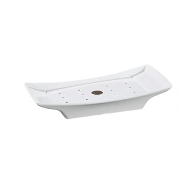 Imagem de Bandeja de gelo em forma de barco simples e requintada cor de esmalte irregular estilo nórdico - bandeja de gelo seco de 35,56 cm [branco]