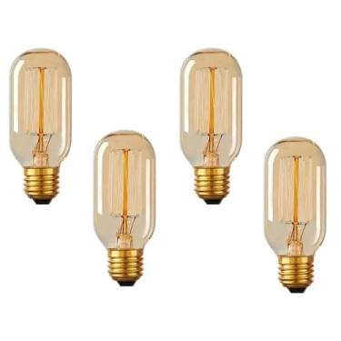 Imagem de Kit 4x Lâmpada Filamento Carbono Vintage Âmbar T45 25W 110V E27 Dimerizável