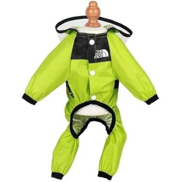 Imagem de Capa de chuva de cachorro com capuz, jaqueta de cachorro impermeável, roupas de chuva leves para cães pequenos cães grandes médios, botão ajustável Pon Poncho perfeito para caminhar na chuva