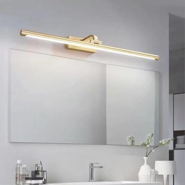 Imagem de Luz LED para espelho de banheiro, lâmpada de parede dourada, cabeça giratória, ajustável, arandela de parede giratória de 180° à prova d'água, espelho de penteadeira, iluminação de parede, moldura de