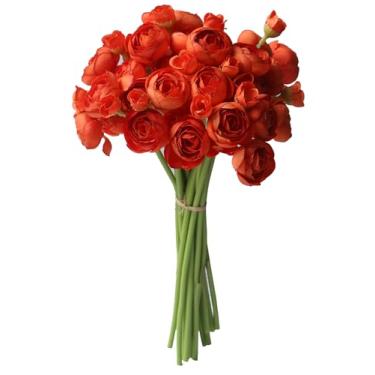 Imagem de 18 buquê de flores de ranúnculo de seda artificial para uso interno, para vaso, flores realistas com hastes dobráveis, arranjo floral para decoração de casa, casamento, artesanato DIY, festa, peça