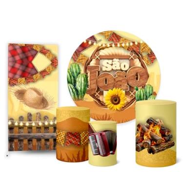 Imagem de Trio Capas Cilindro + Painel Redondo Sublimado + Lateral Festa Junina (K2FJN0036)