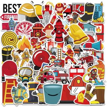 Imagem de 100 Pcs Fire Truck Stickers Decals Waterproof Vinyl Sticker Suitable for Water Bottles,Laptop,Luggage,Teens Adults,Keyboards,Backpacks,Skateboards,Helmet,Water Bottles,Scrapbooks，Fire Stickers