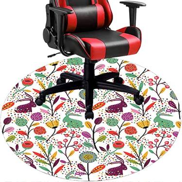 Imagem de Tapete de cadeira de escritório com flores, textura de flor, tapete de cadeira de mesa para piso de madeira de escritório em casa, protetor de piso de pilha baixa, redondo 119 cm