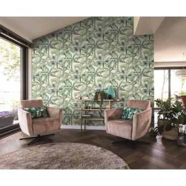 Imagem de Papel De Parede Barbara Home Folhagem Verde E Bege 485240