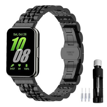 Imagem de Gheper Pulseira de relógio de metal de aço inoxidável compatível com Samsung Galaxy Fit3 SM-R390 SM-R390, pulseira de substituição para smartwatch para mulheres e homens, Aço inoxidável, Sem Pedra