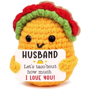 Imagem de Birthday Gifts for Husband Christmas Anniversary Romantic Gift for Him Men I Love You Cute Decor, Funny Valentines Fathers Day Present to My Best Husband Ever Handmade Crochet Taco from Wife