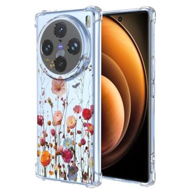 Imagem de RRXSYXL Capa para Vivo X100 5G com estampa floral transparente, capa macia à prova de choque para Vivo X100 5G, linda flor