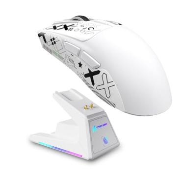 Imagem de Mouse para jogos sem fio ATTACK SHARK X1 com base de carregamento RGB, sensor PAW3395 PRO 40K DPI, taxa de pesquisa de 1 KHz 53 g mouses de computador trimodo superleve, 5 botões programáveis para WIN
