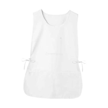 Imagem de Fenteer de bata, de sapateiro, gravatas laterais com 2 bolsos, babador de garçom para beleza, unhas, jardim, churrasqueira, cabeleireiro, Branco