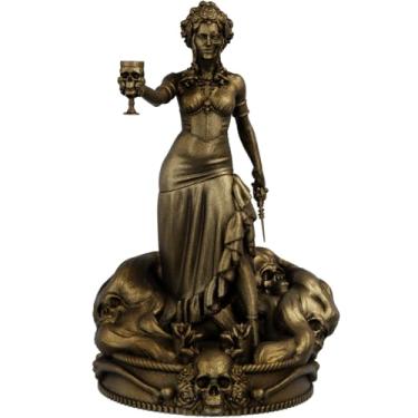 Imagem de Estátua Pombagira Rosa Caveira do Cemitério - Imagem Umbanda Candomblé (Cor Ouro Velho)