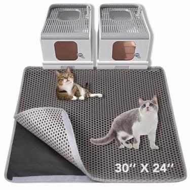 Imagem de BomDa Tapete de areia para gatos, tapete de armadilha de caixa de areia grande para gatinhos, 76 x 61 cm, colmeia de camada dupla, urina e impermeável, lavável e fácil de limpar, tapetes de areia para