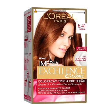 Imagem de Tintura Creme Imédia Excellence L`oréal Marrom 6.41 Kit