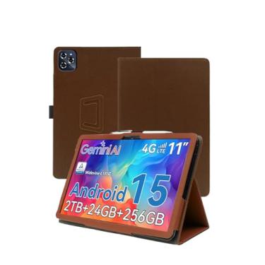 Imagem de Capa para tablet TABWEE W90 Android 15 11 polegadas, capa fólio de couro premium WUNIAK para tablet TABWEE W90 Android 15 11 polegadas com alça de mão para tablet, marrom