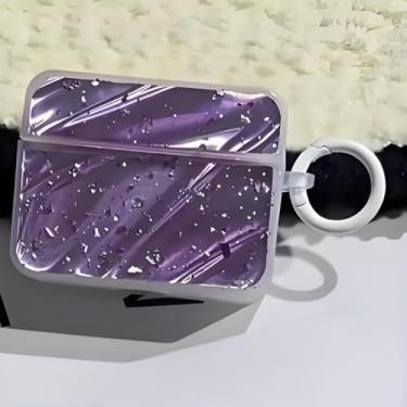 Imagem de ICEELEC Compatível com AirPods Pro 2, capa protetora elegante para AirPod Pro2 Geração WaterRipple com chaveiro para homens e mulheres, capa de fone de ouvido à prova de choque para AirPods Pro 2ª