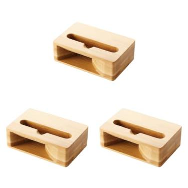Imagem de Hemobllo Suporte de telefone de madeira com 3 peças, amplificador de som, suporte de bambu, suporte para celular para escritório em casa