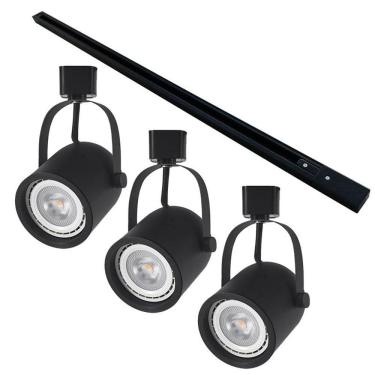 Imagem de Kit Trilho 1 Metro com 3 Spots Nordecor Bell AR70 GU10 Bivolt Preto