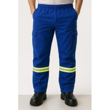 Imagem de Calça 06 Bolsos Cargo Trabalho Brim Qualidade Obra Rodovia Mecânico Pr