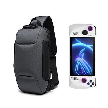 Imagem de Mochila tiracolo protetora à prova de choque para viagem para casa bolsa de transporte compatível com ASUS ROG Ally, Cinza escuro