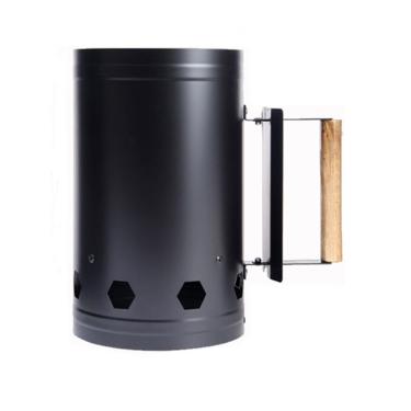 Imagem de Phefop Janela de Carvão de Carvão, Cozinha Ao Ar Livre, Acessório de Ferramenta de Churrasqueira, Balde de Fogo de Aço Inoxidável para Balde de Carvão, Com Alça de Madeira, para (BLACK)