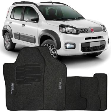 Imagem de Jogo de Tapete Automotivo Carpete Fiat Uno Way 2011 à 2018 Soft Logo Bordado 5 Peças