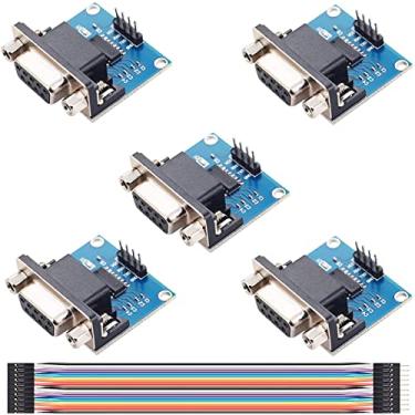 Imagem de DKARDU 5 peças MAX3232 RS232 para TTL módulo conversor de porta serial fêmea conector DB9 3,3V para 5V MAX3232 módulo raiz para atualizações de equipamentos com cabo Dupont