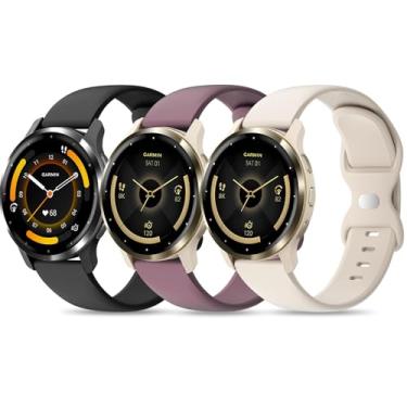 Imagem de EverAct Pacote com 3 pulseiras de relógio de silicone compatíveis com Garmin Vivoactive 4/Venu 3/Venu 2/Venu 4 de 45 mm, pulseira esportiva macia de liberação rápida de 22 mm para Forerunner 265/255