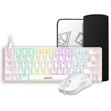 Imagem de Combo Gamer Gamdias Hermes E4 3 Em 1, Teclado Mecânico, Mouse 12800 Dpi, Mousepad Estampado, Branco