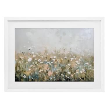 Imagem de Stupell Industries Impressão emoldurada branca Pastel Meadow Wildflowers sob o vidro por Elara Yasna, 14 x 20