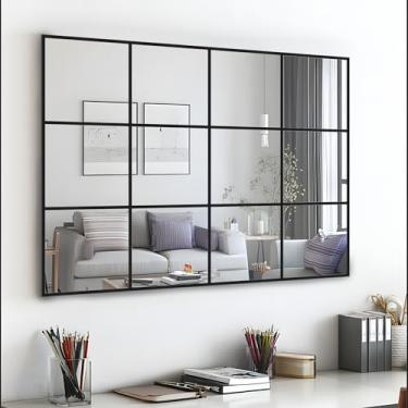 Imagem de Antok Espelhos decorativos para decoração de parede, 61 cm x 91 cm, espelho decorativo de parede, preto, espelho decorativo de parede para sala de estar, sala de jantar, corredor, entrada, preto