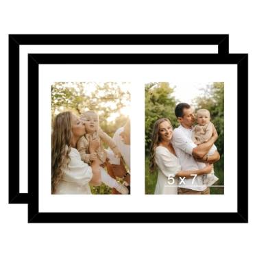 Imagem de Porta-retrato com colagem de 20 x 28 cm, conjunto de 2 tapetes, 2 fotos de 13 x 17 cm ou 21 x 28 cm, duas aberturas 12 x 17 cm, colagem para pendurar na parede ou mesa, moldura dupla, pacote com 2