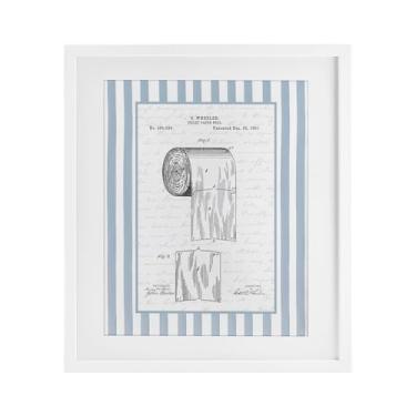 Imagem de Stupell Industries Papel higiênico vintage envernizado branco impresso sob vidro design por Lettered and Fored, 53 x 43 cm