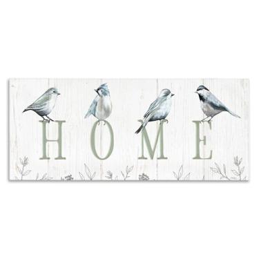 Imagem de Stupell Industries Pássaros empoleirados Home Letters Canvas Wall Art Design por Elizabeth Tyndall, 25 x 61 cm