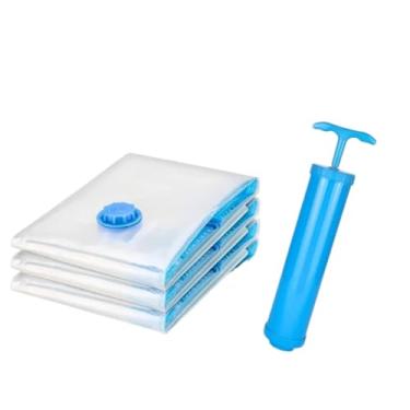 Imagem de Kit Saco a Vácuo + Bomba Automática Elétrica Organizador Rápido Armazenar Guardar(3 Sacos + Bomba Manual)