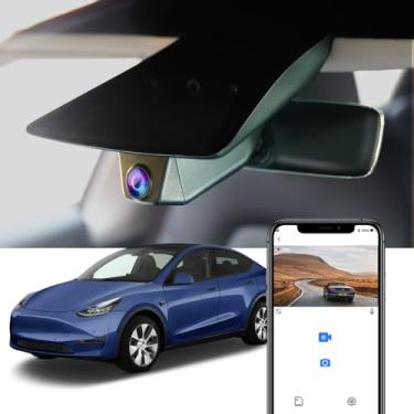 Imagem de Fitcamx Câmera de painel 4K adequada para Tesla Model Y 2020 2021 2022 2023 2024 desempenho padrão de longo alcance, visual OEM, vídeo UHD 2160P, WiFi e aplicativo integrados, gravação em loop, sensor