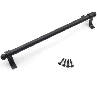 Imagem de Maçaneta de porta de celeiro simples, rústica, para porta de correr, ferragem, aço carbono preto, resistente, madeira, v