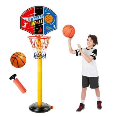 Imagem de Cesta De Basquete Infantil Ajustável Com Pedestal Tabela Rede Bola E B