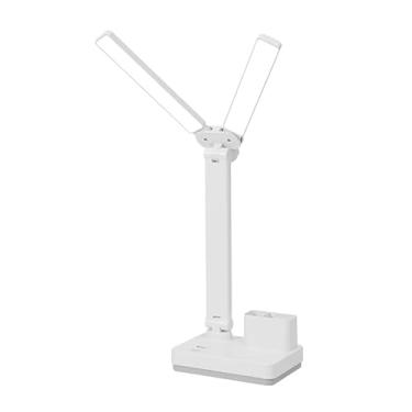 Imagem de Luminária de Mesa LED com Dimerização Contínua, Abajur de Cabeça Dupla para Estudo e Escritório, Toque, Ajustável, Base ABS, Portátil e Sem Fio, 3 Modos de Luz, 5V