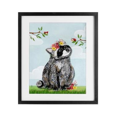 Imagem de Stupell Industries Impressão emoldurada preta do bebê guaxinim e joaninhas design sob vidro por Lisa Morales, 40,6 x 33,5 cm