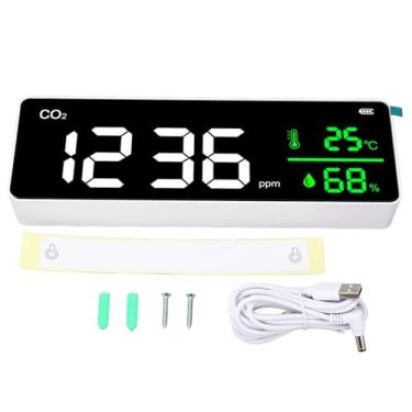 Imagem de WALFRONT 3 Em 1 CO2 Monitor de Temperatura Detector de Umidade do Ar Interno Teste de Qualidade Doméstica Detector de Dióxido de Carbono Montado na Parede