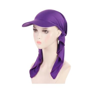 Imagem de Boné Hijab Interno de Modal Macio - Turbante para Mulheres, Roxo escur