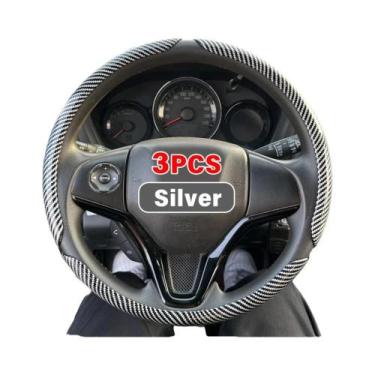 Imagem de Capa De Volante De Carro Em Fibra De Carbono Brilhante De 38cm Para In