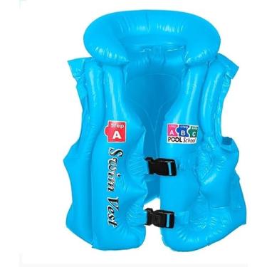 Imagem de Boia Infantil Colete Salva Vidas Praia Piscina Inflável Criança Premium STEP C Flutuador Com Presilhas (Azul)