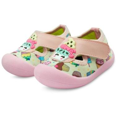 Imagem de Sapameia Infantil Menina Antiderrapante Mz Shoes Bebê Enfeite Cupcake 