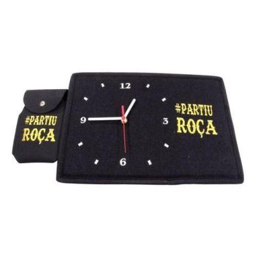Imagem de Kit Relógio De Parede Partiu Roça Bordado + Capinha Para Celular - Cou