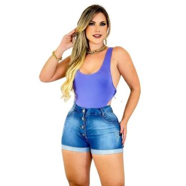 Imagem de Short Feminino Jeans Barra Dobrada com Lycra - Fortaleza Jeans, 38, Je