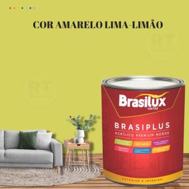 Imagem de Tinta de Parede Semi Brilho Amarelo Brasiplus 800ml Acrilica Lavável. 
